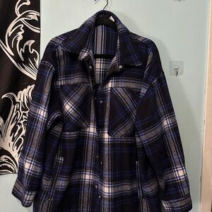 Blue and Black Plaid Jacket